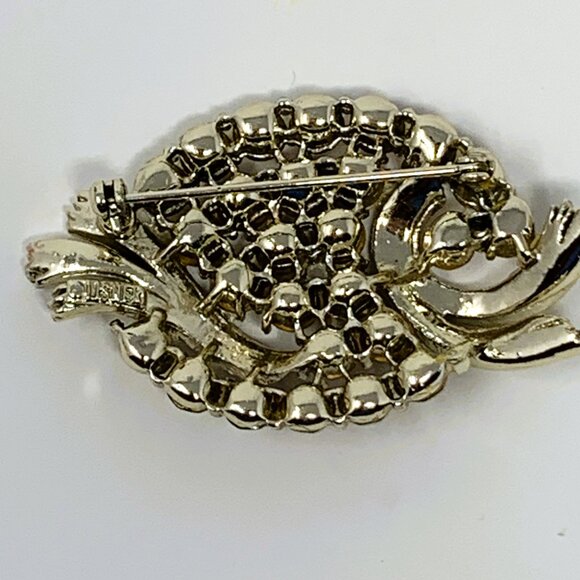 Lisner Rhinestone Silver Tone Brooch - Picture 2 of 5